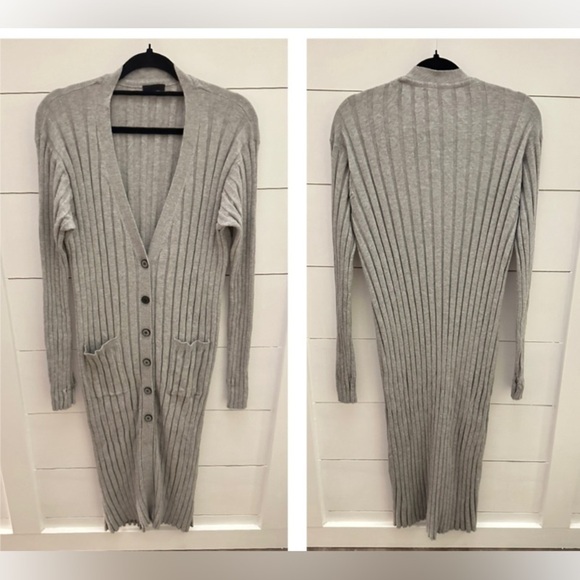 ATM ANTHONY THOMAS MELILLO L rib cashmere cotton midi minimalist luxury cardigan - Picture 2 of 13